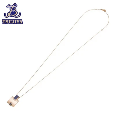 Used A Hermes Irene Enamel Blue Necklace Metal Pg 6.3G Tsujiya Pawnshop J2730 Li - Image 1 of 4