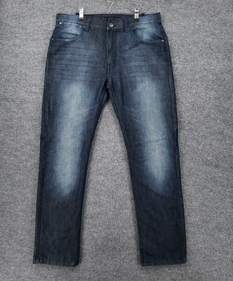 Paper Denim Cloth Jeans Mens 34x32 Blue Slim Fit Straight Leg Dark Wash Zip Fly - Image 1 of 4