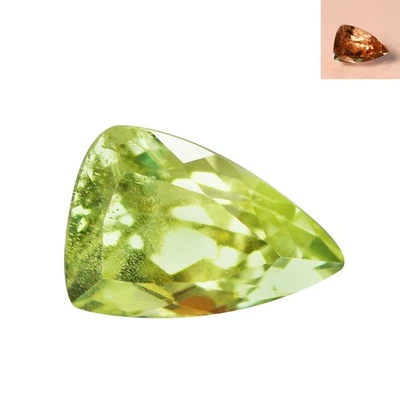 1,28 quilates billón 7,5 x 5,1 mm 100 % verde natural cambiante a diáspora de pavo rojo Foto 1 de 4