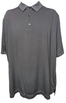 FootJoy Polo Shirt Men's XXL Black Gray Stripe Performance Golf Stretch FJ Logo - Image 1 of 4