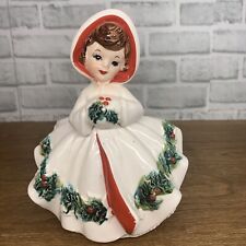 Vintage RELPO Christmas Holly Girl Figurine Large Planter #6024  7x6x5