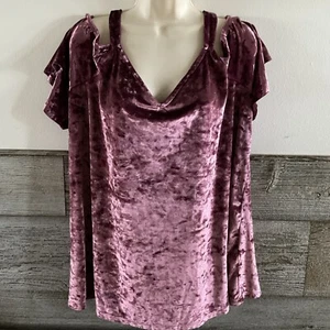 Torrid Samt Top Damen Größe 2X Pflaume lila kurzärmelig kalte Schulter - Bild 1 von 8