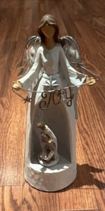 Angel of Joy White Figurine with Nativity Musical Silent Night Holiday Music Box - Picture 1 of 10