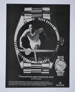 John Newcombe Rolex Vintage 1976 Endurance gana anuncio impreso original 8,5 x 11" - Imagen 1 de 13