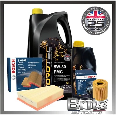 PARA FORD MONDEO 2.0 TDCI MK4 Bosch Kit de Servicio de Filtros de Aire de Aceite con Aceite Azteca 6L Foto 1 de 4