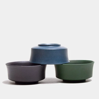 Taza de té auténtica Yixing Zisha 4 piezas carácter chino tallada taza maestra marcada Foto 1 de 4