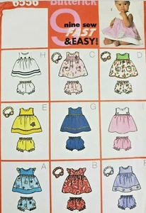 2001 Infants Dress Panties Sewing Pattern U-Pick NB-XL Butterick 6556 OOP - Picture 1 of 2
