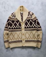 Vintage 1970s Tundra Wool Shawl Collar Cardigan Curling Sweater Made In Canada L