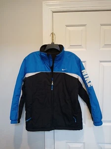Nike Reversible Fleece Jacket Coat Black Blue Boys Size Youth X Large XL Vintage - Picture 1 of 17