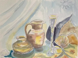 Watercolour Painting “Summertime” Original Signed Still Life The Brooke Animals - Picture 1 of 4