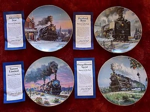 4 DAVID TUTWILER STEAM TRAIN PLATES ROMANCE OF THE RAILS HAMILTON COA BOX C1 - Picture 1 of 7