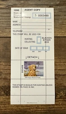 WTDstamps - 1990 OREGON - State Duck Stamp - MNH **HUNTER TYPE** - Image 1 of 2