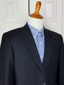 Banana Republic tuta uomo blu navy gessato giacca lana 40S pantaloni 33x32 - Foto 1 di 12