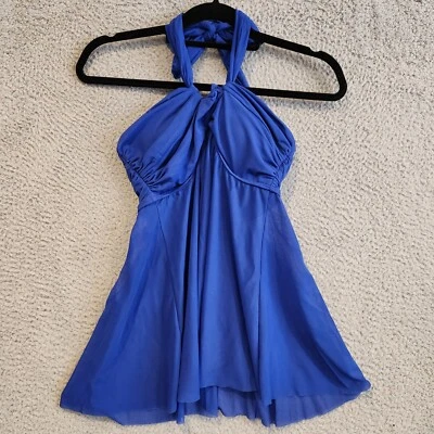 Roupa de banho feminina CARMEN MARC VALVO Tankini azul pequena peça única C1C207 - Imagem 1 de 4