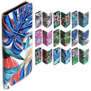 For LG Series - Tropical Leaf Print Pattern Wallet Mobile Phone Case Cover - Picture 1 of 10