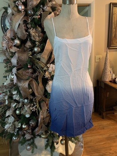 UNDERCOVER Abito da spiaggia Victoria's Secret medio bianco blu spalline spaghetti ombreggiato mini slip