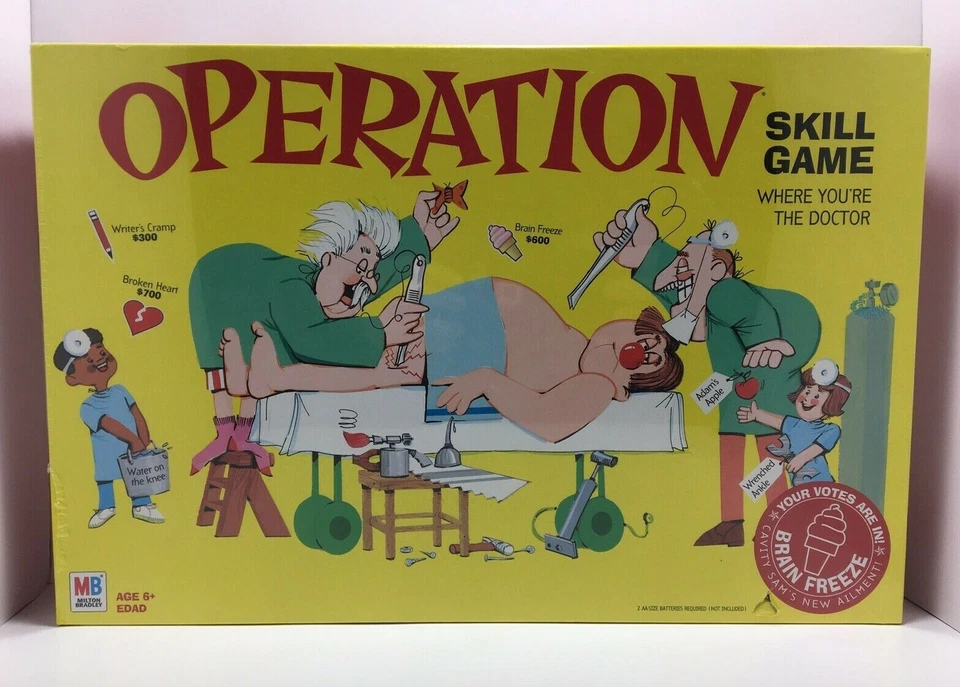 Operation Board Game Cavity Sam Brain Freeze 2003 Milton Bradley 100 Complete