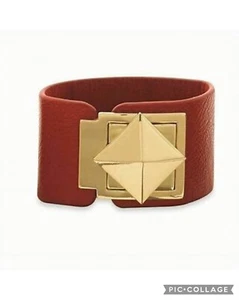 Rotes Kunstleder Nieten Schloss Mudpie Armband - Bild 1 von 3