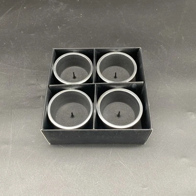 Set Of 4 Mackenzie Childs LLC Tea Light Candle Holders- Black - Image 1 of 4