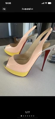 CHRISTIAN LOUBOUTIN LADY PEEP SLING COLOR BLOCK WOMEN'S SIZE 39.5 (US 9) - Image 1 of 4