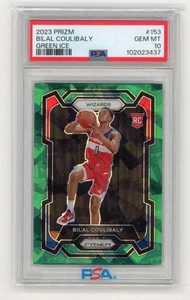 2023 Prizm Basketball #153 BILAL COULIBALY Green Ice RC PSA 10 - Picture 1 of 2