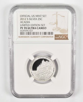 2012-S PF70 Acadia Silver Quarter US Mint Limited Edition Set NGC *2995 - Image 1 of 4