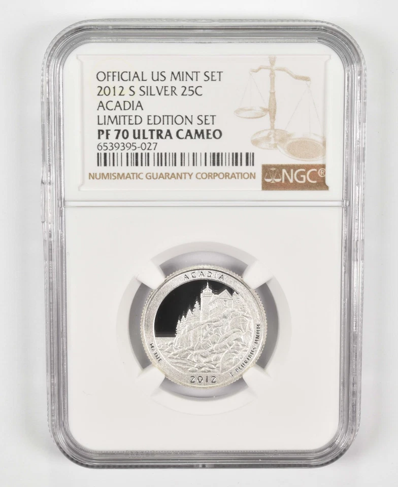 2012-S PF70 Acadia Silver Quarter US Mint Limited Edition Set NGC *2995 - Image 1 of 4