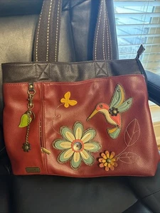 Chala Purse Hummingbird Large Zip Tote Hand Bag Red - Picture 1 of 21