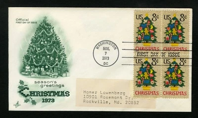 1973 FDC sc 1508 Christmas / Tree In Needlepoint First Day Cover Washington D.C. - Image 1 of 2