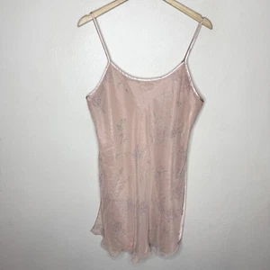 Valerie Steven’s Pink Sheer Overlay Floral Cottagecore Chemise Women’s Large - Picture 1 of 8