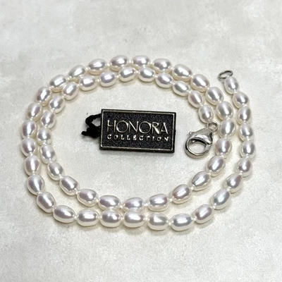 Honora Pearl Necklace in White with Sterling Silver Clasp, Retro Coquette - 20" - Image 1 of 4
