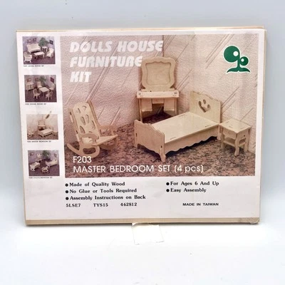 Greenleaf 4 изделия мастер спальни комплект кукольный дом деревянная мебель набор 1:12 #F203 - Изображение 1 из 2