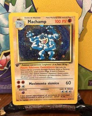 Pokémon Machamp 8/102 Set Base - HOLO- 1st ed. Ita (prima ed.) - Vintage - GOOD - Immagine 1 di 3