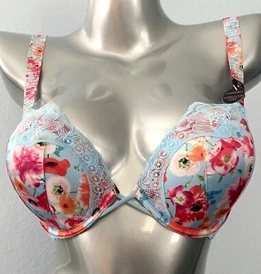 Victoria's Secret Bombshell Bra Nwt Happy Poppy Floral Logo Shine Strap +2 Cups  - Image 1 of 4