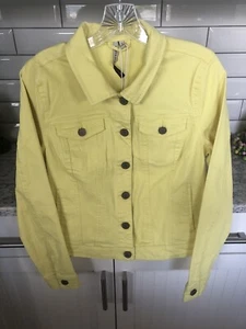 Romeo and Juliet Couture Denim Jacket Size M Lemon Ice Great Pop Of Color NWT - Picture 1 of 12