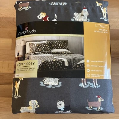 Juego de sábanas de microfibra Cuddl Duds COMPLETO Hojas de Navidad para perros de vacaciones nuevas Foto 1 de 4
