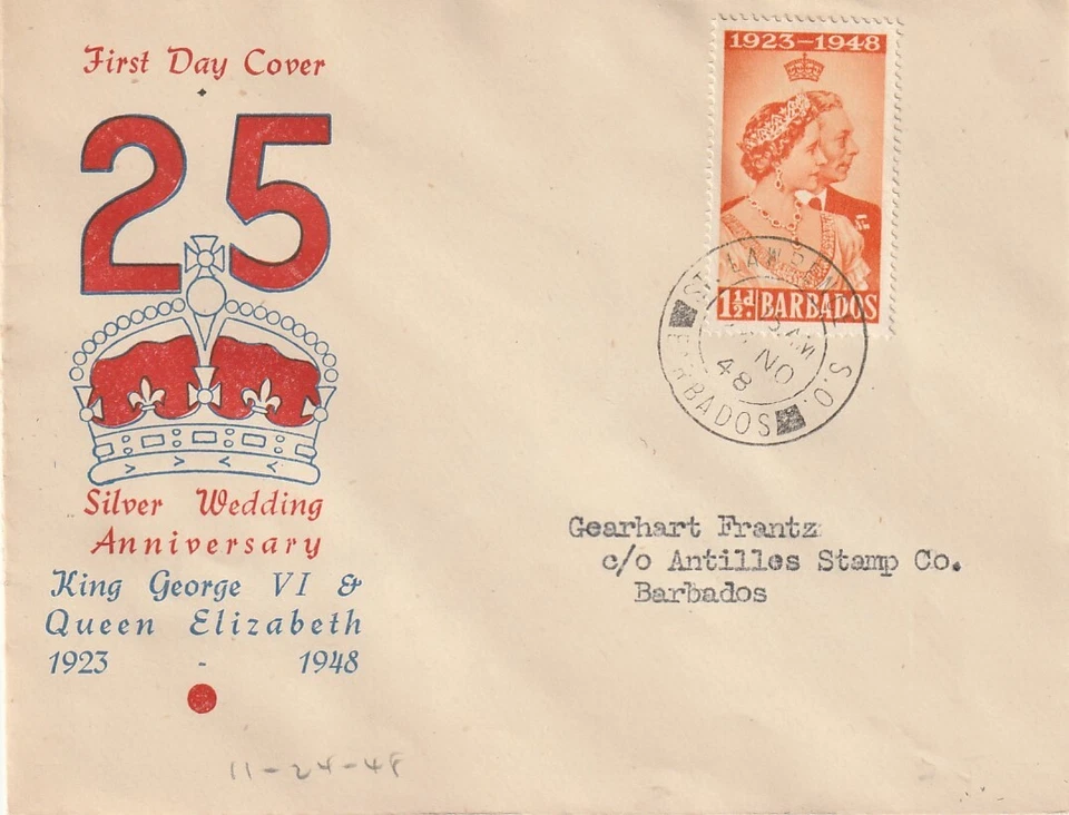 BARBADOS: FDC 25 year Anniversary 1948. - Image 1 of 1