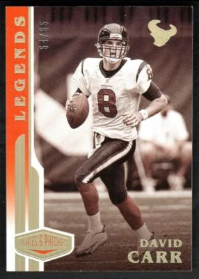 2020 Panini Plates & Patches Orange Legends David Carr /65 #106 Houston Texans - Image 1 of 2