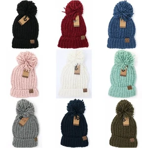 Gorro CC Gorro Sólido Oruga Tejido Sombrero Gorra con Pom - Imagen 1 de 21