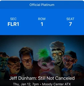 2 Tickets Jeff Dunham 1/12/23 Moody Center ATX Austin, TX - Picture 1 of 1
