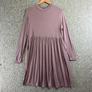 Annabelle Dress Womens Large Tan Mock Neck Drop Waist Knit Midi Pockets Neutral  - Picture 1 of 7