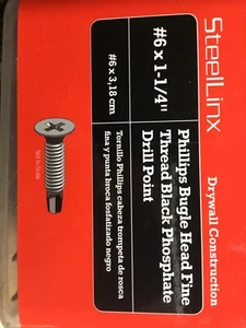 (1320) 1-1/4" x #6 Fine Thread Drill Point Drywall Screws Black Phosphate, Metal - Picture 1 of 2