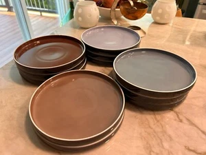 12 Vtg '70s Block Chromatics Salad Plates Germany Beige Black: SO FUN!!! - Picture 1 of 9