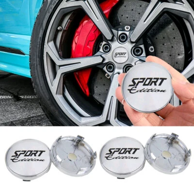 4pcs OD 60MM (ID56mm) Car Wheel Center Caps SPORT Logo Wheel Covers Hub Rim Cap - Image 1 of 4