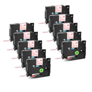 10PK TZ-232 TZe-232 Label Tape Red On White Fit For Brother P-Touch Label Maker - Picture 1 of 10