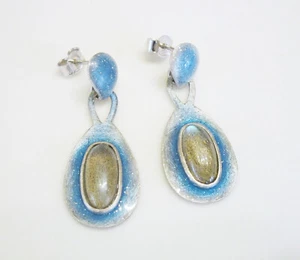 Orecchini in Argento 925 con Labradorite naturale e Smaltatura - Foto 1 di 8