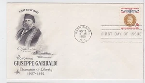 TurtlesTradingPost - Guiseppe Garibaldi 8 Cent Value 1960 #1169-  Artcraft FDC - Picture 1 of 1