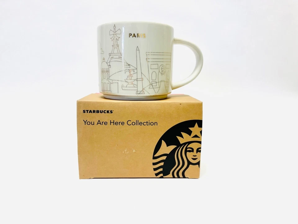 Taza Starbucks You are Here París Francia Europa Navidad Oro Café Ciudad 14 OZ Foto 1 de 4