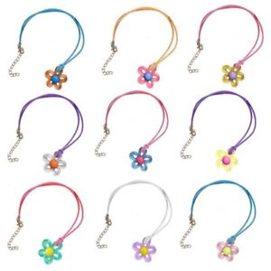 30Pcs Bracelet Rope Hollow Flower Pendant Braided Leather Rope  Jewelry Making