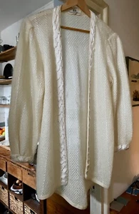 Gianluca Gabrielli Vintage 80s Mohair ivory cardigan with braid decorations M - Picture 1 of 9
